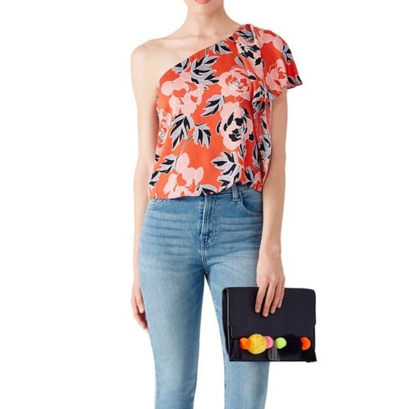 Cooper & Ella Rose Print Livia Top Size M - Picture 1 of 9